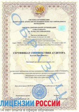Образец сертификата соответствия аудитора №ST.RU.EXP.00006191-1 Электроугли Сертификат ISO 50001